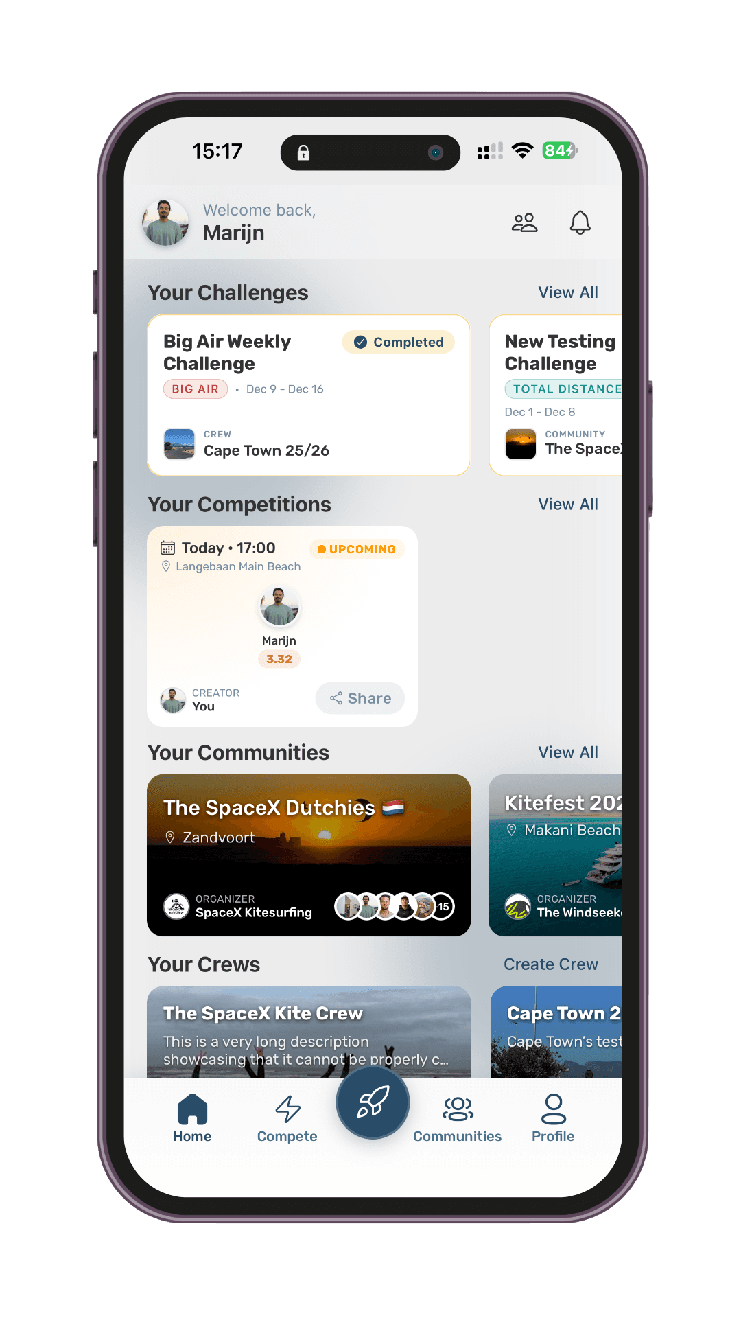 Wind Games App - Home